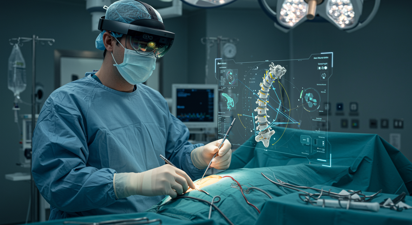 Realidad aumentada en cirugía de columna: una revisión narrativa de la precisión clínica, la eficiencia del flujo de trabajo y las barreras para su adopción.